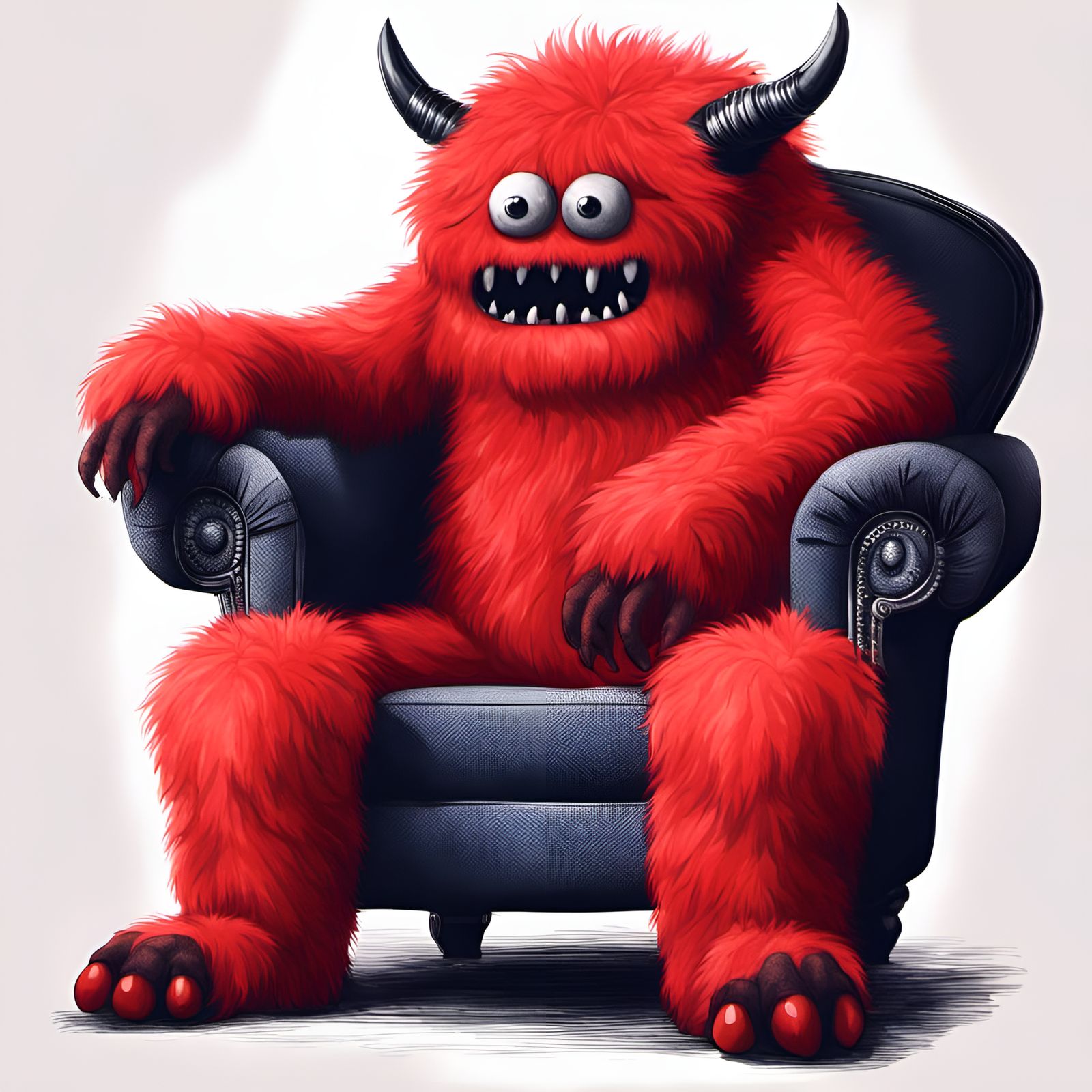 Adorable Fluffy Monster Ready to Relax in Cozy Chair