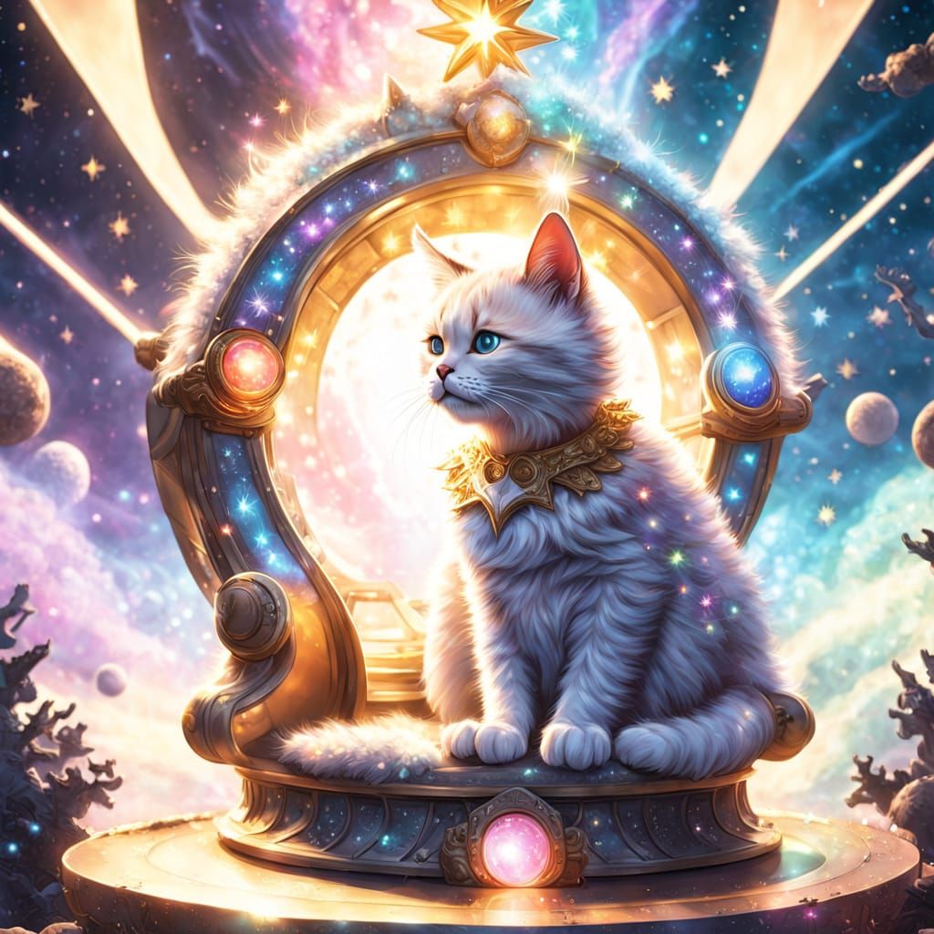 Celestial Star Kitty on Galactic Throne