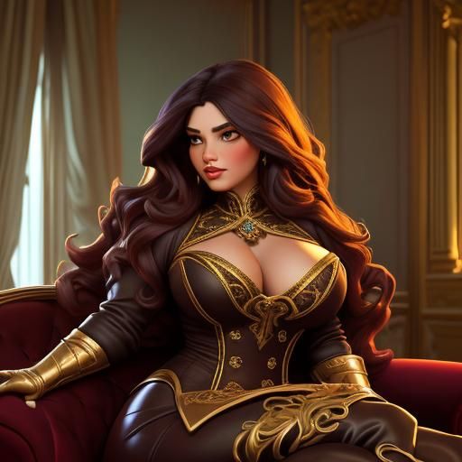 Luxurious Plus Size Pin-Up Model in Lavish Boudoir