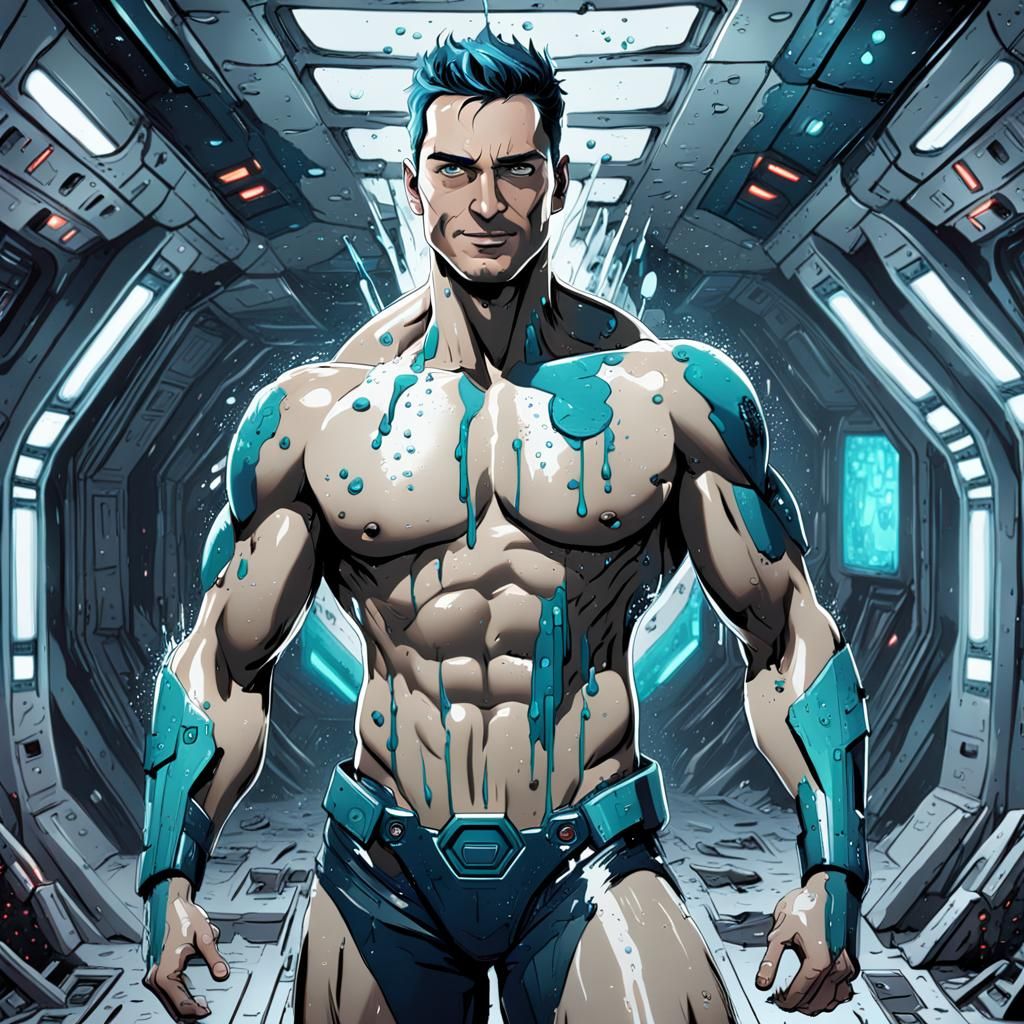 Cybernetic Warrior Triumphs Amidst Intense Space Battle