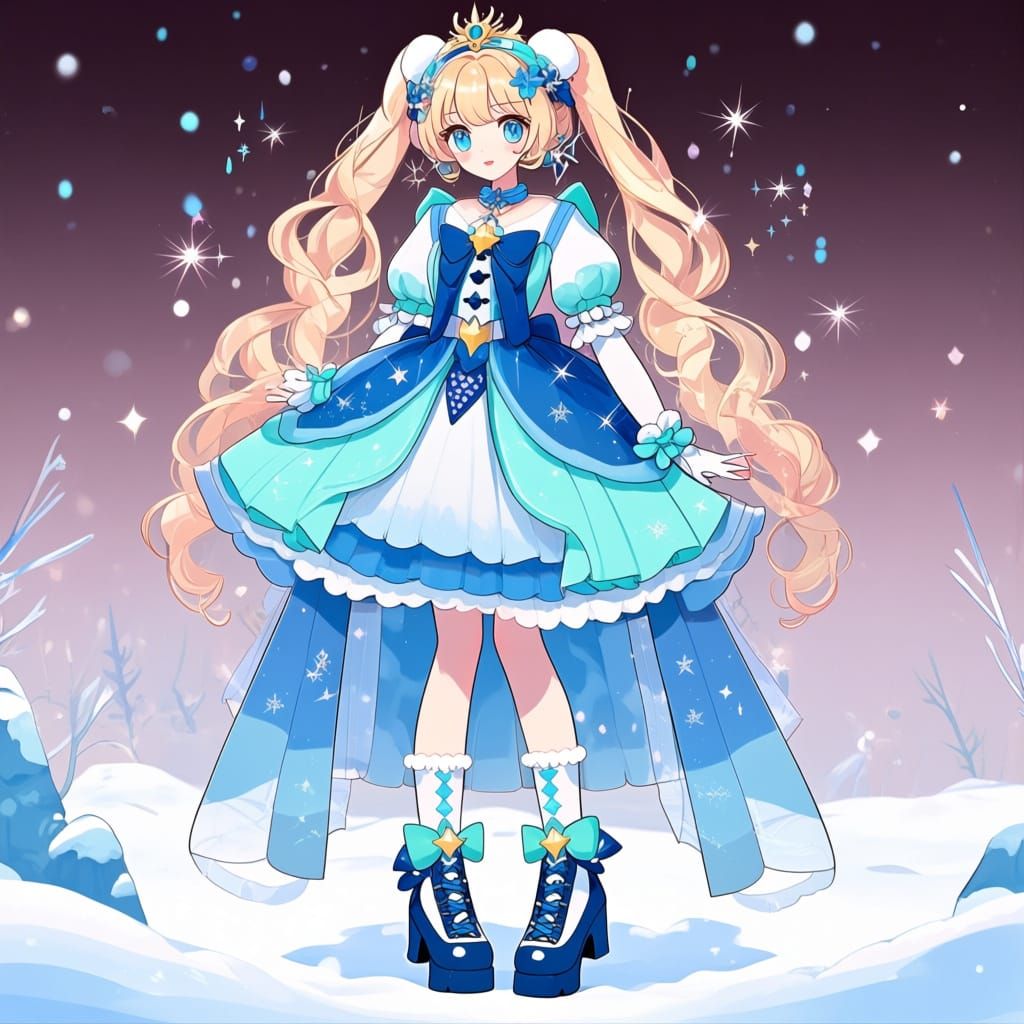 Kawaii Anime Outfit With Sparkles In Pastel Colors
