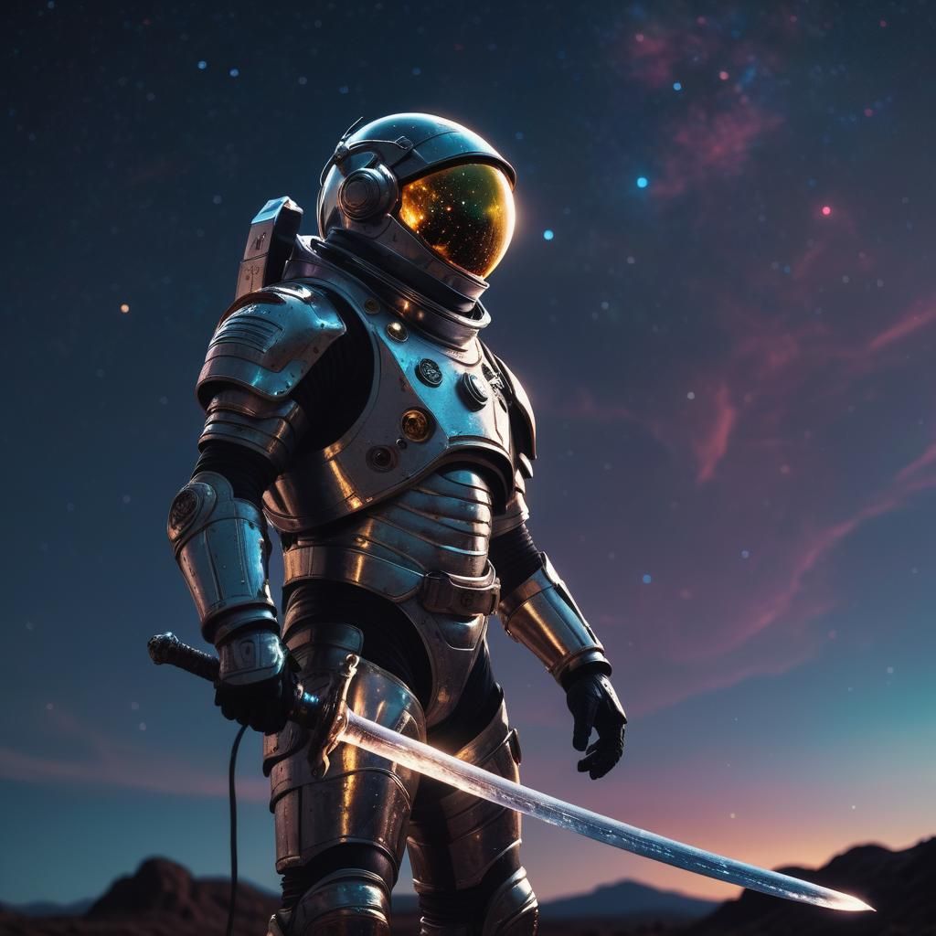 Epic Astronaut Knight Stands Tall in Celestial Glory