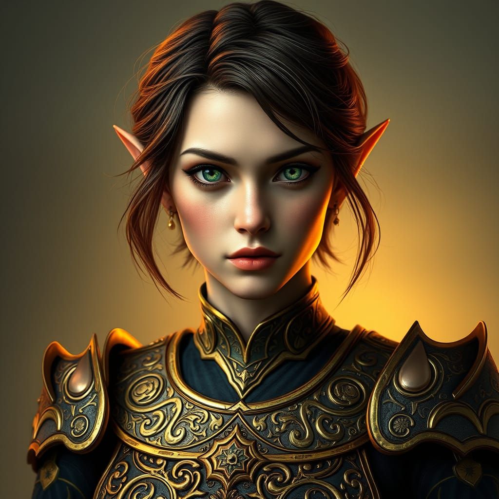 Surreal Cleric in Elegant Art Nouveau Armor