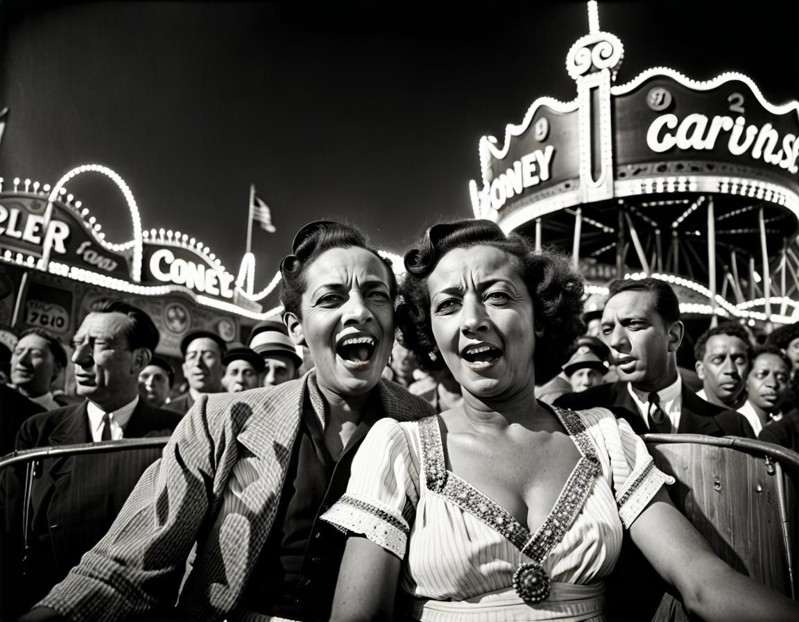 Vintage Carnival Life at Coney Island, Roller Coaster Deligh...