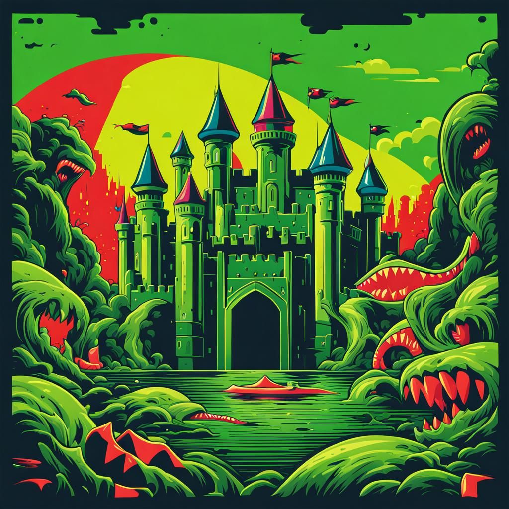Vibrant Pop Art Teeth Castle Battle
