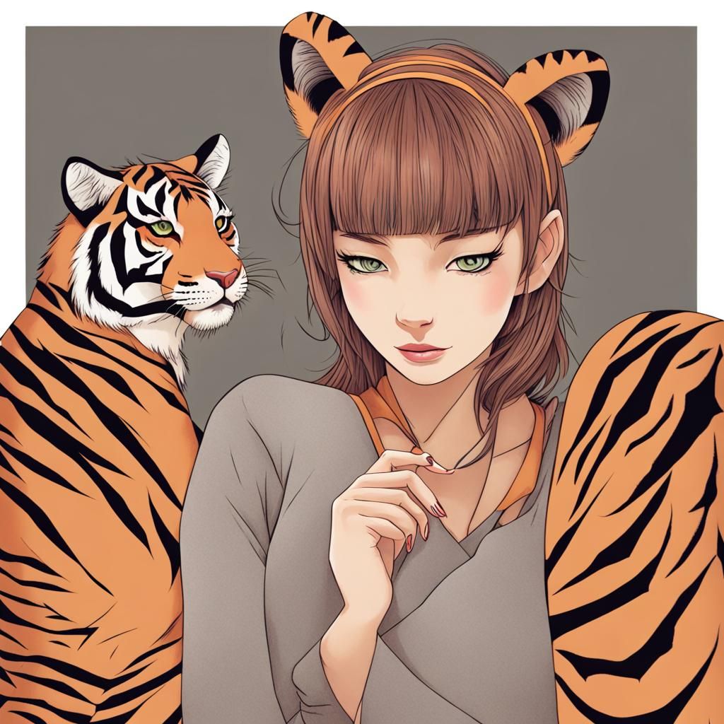 Surreal Tiger Goddess Emerges from Jungle