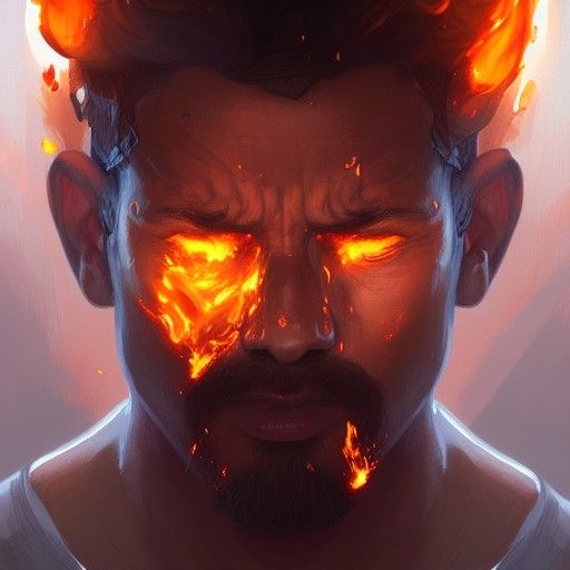Surreal Portrait of a Man on Fire in Hyper-Realistic 8K Reso...