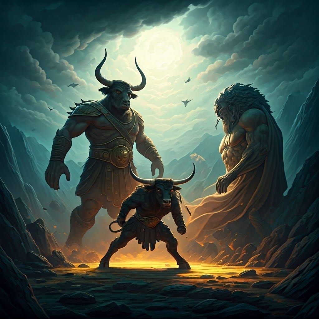 Mythical Creatures Clash in the Fields of Elysium in an Epic...