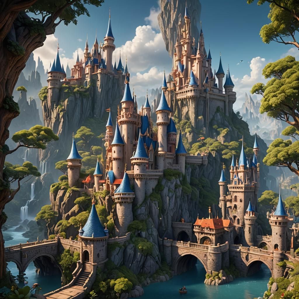 Epic Disney Fantasy Landscape in Vibrant Color