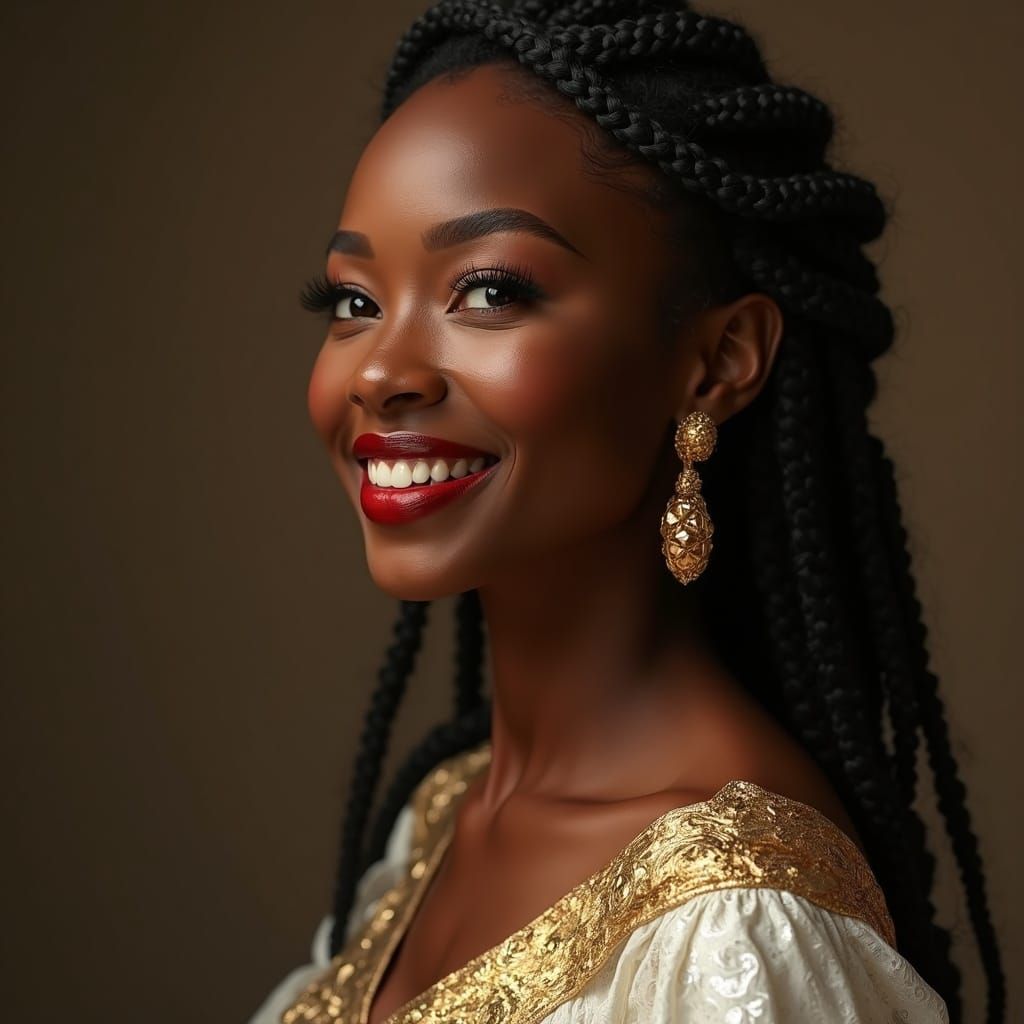 Elegant African Goddess Portrait in Oil Painting Style