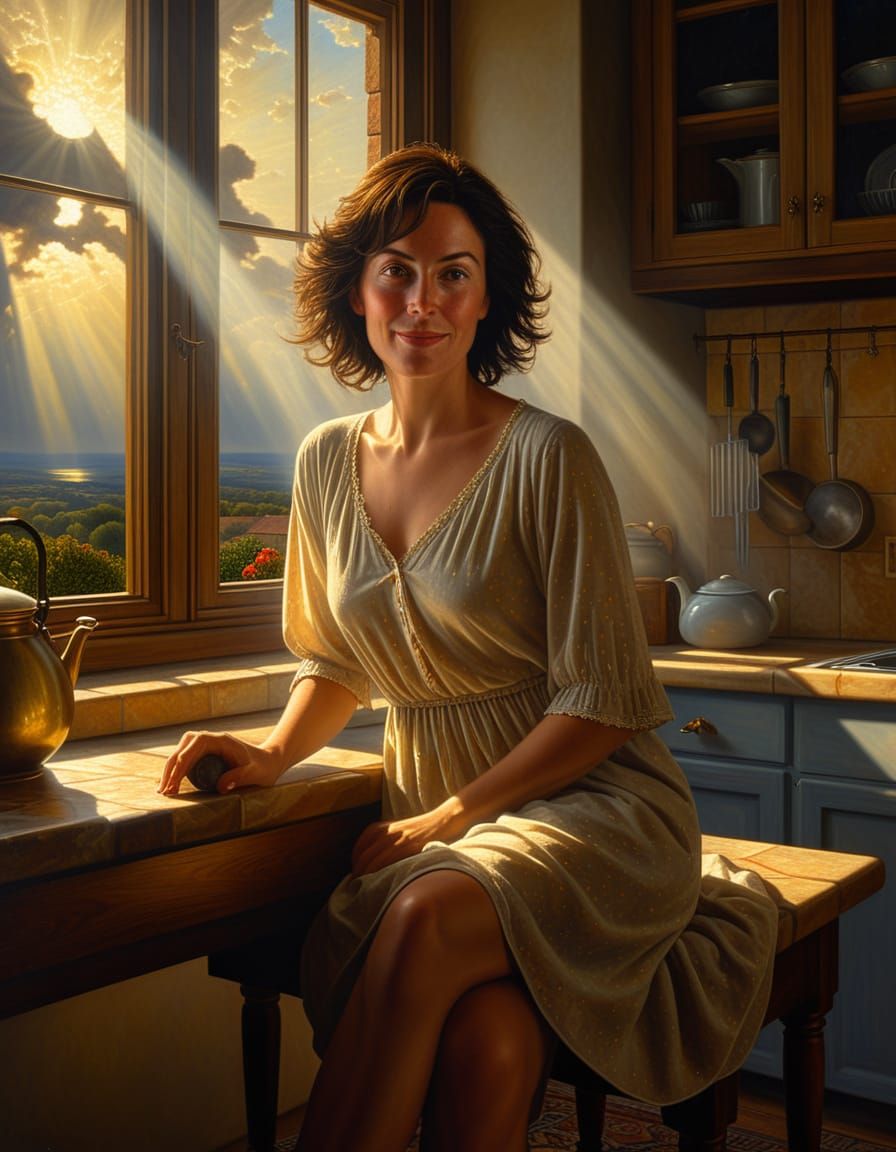 Ethereal Morning Vision in Chiaroscuro Style