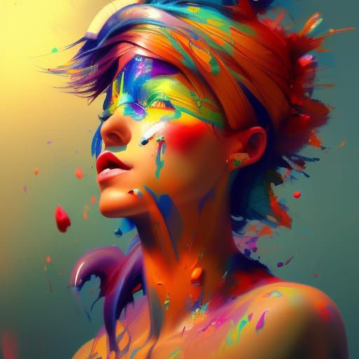 Vibrant Circus Siren in Mesmerizing Colorful Clown Attire