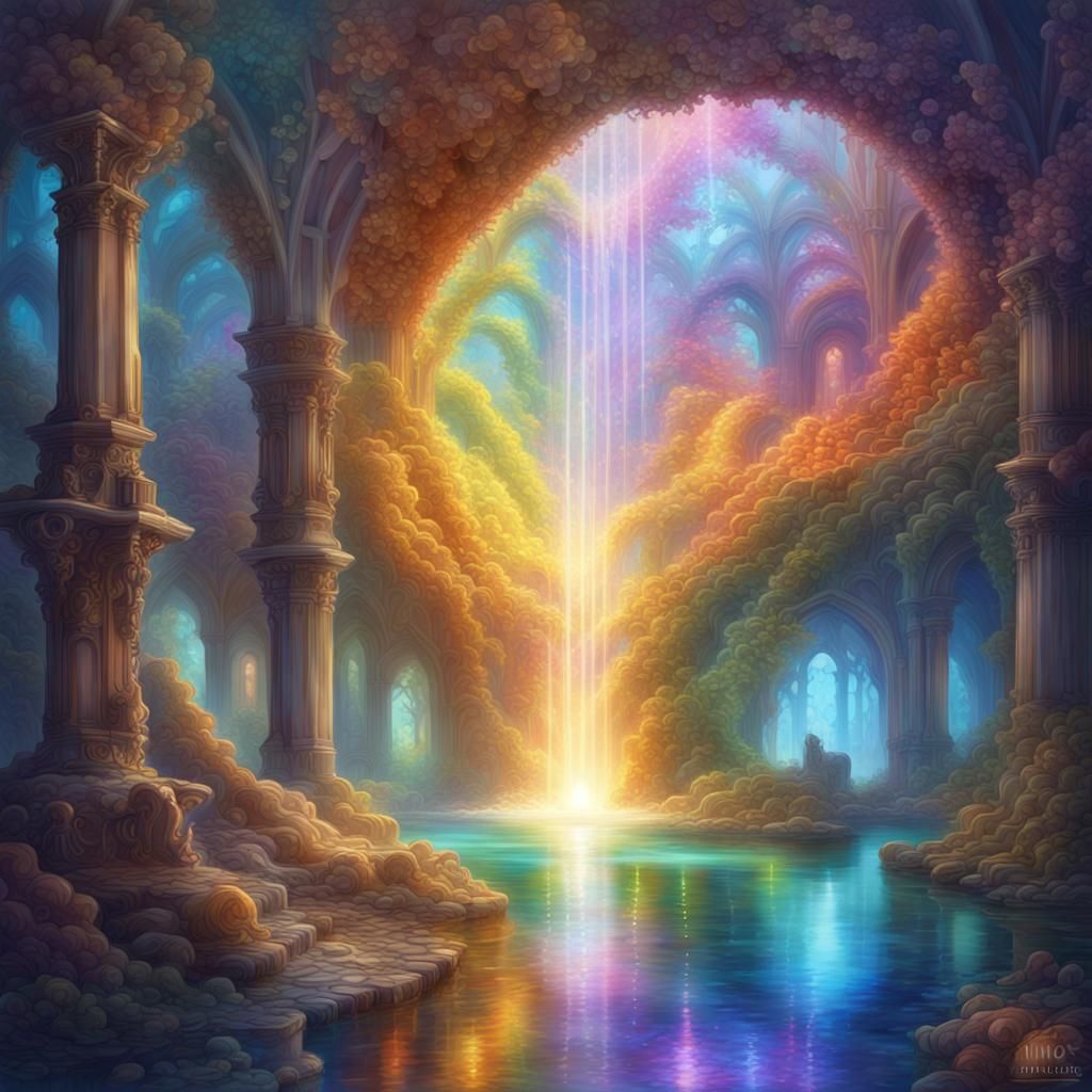 Divine Sanctuary in Radiant Colors, Digital Masterpiece