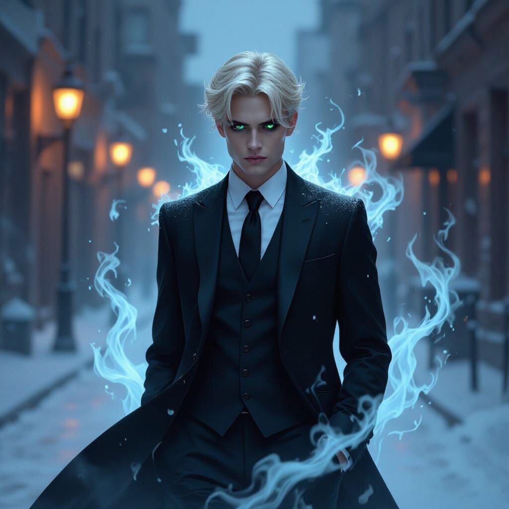 Angelic Shadow Sorcerer in Eerie Ambiance