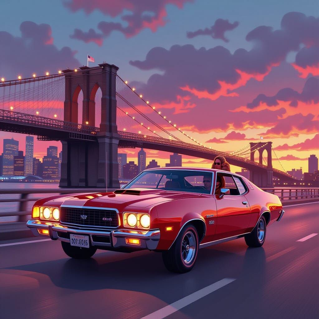 Starsky & Hutch on Brooklyn Bridge in 70s Style