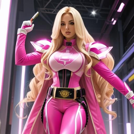 Sensual Pink Power Ranger in Spandex
