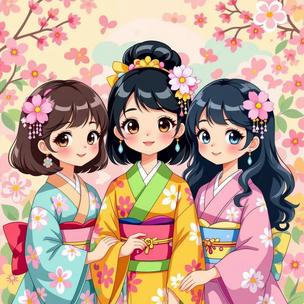 Adorable People in Whimsical Pastel Pop Art Style