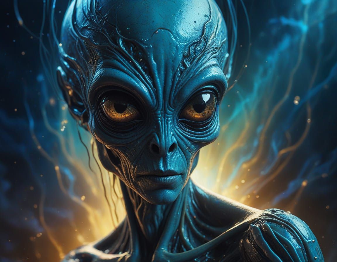 Surreal Alien Portrait in Abstract Expressionism