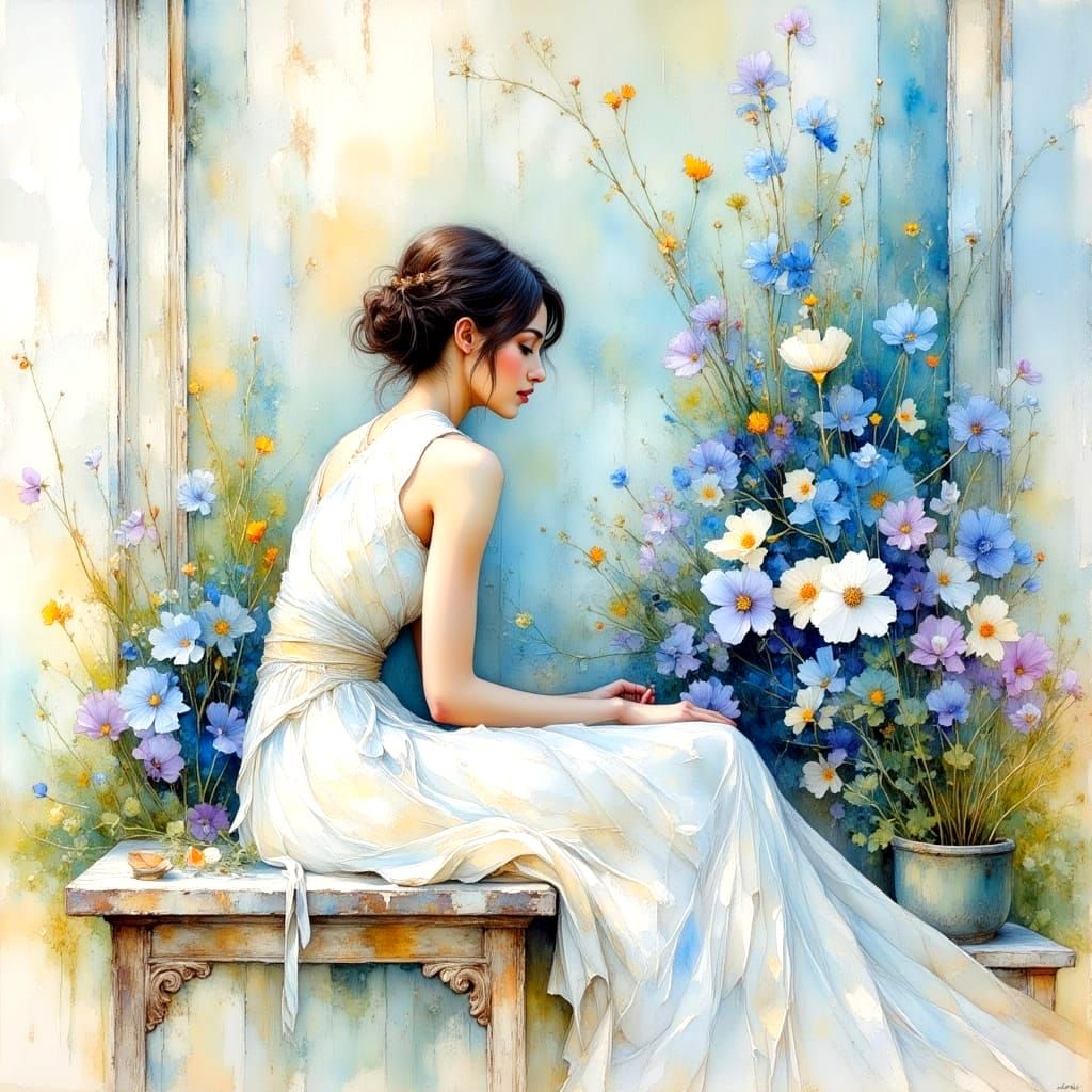 Textured Abstract Portrait in Impasto Oil Painting Style