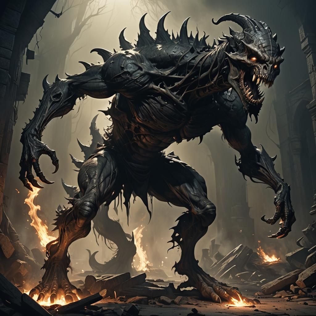Dark Fantasy Creature: Twisted Form Shuffles Forward