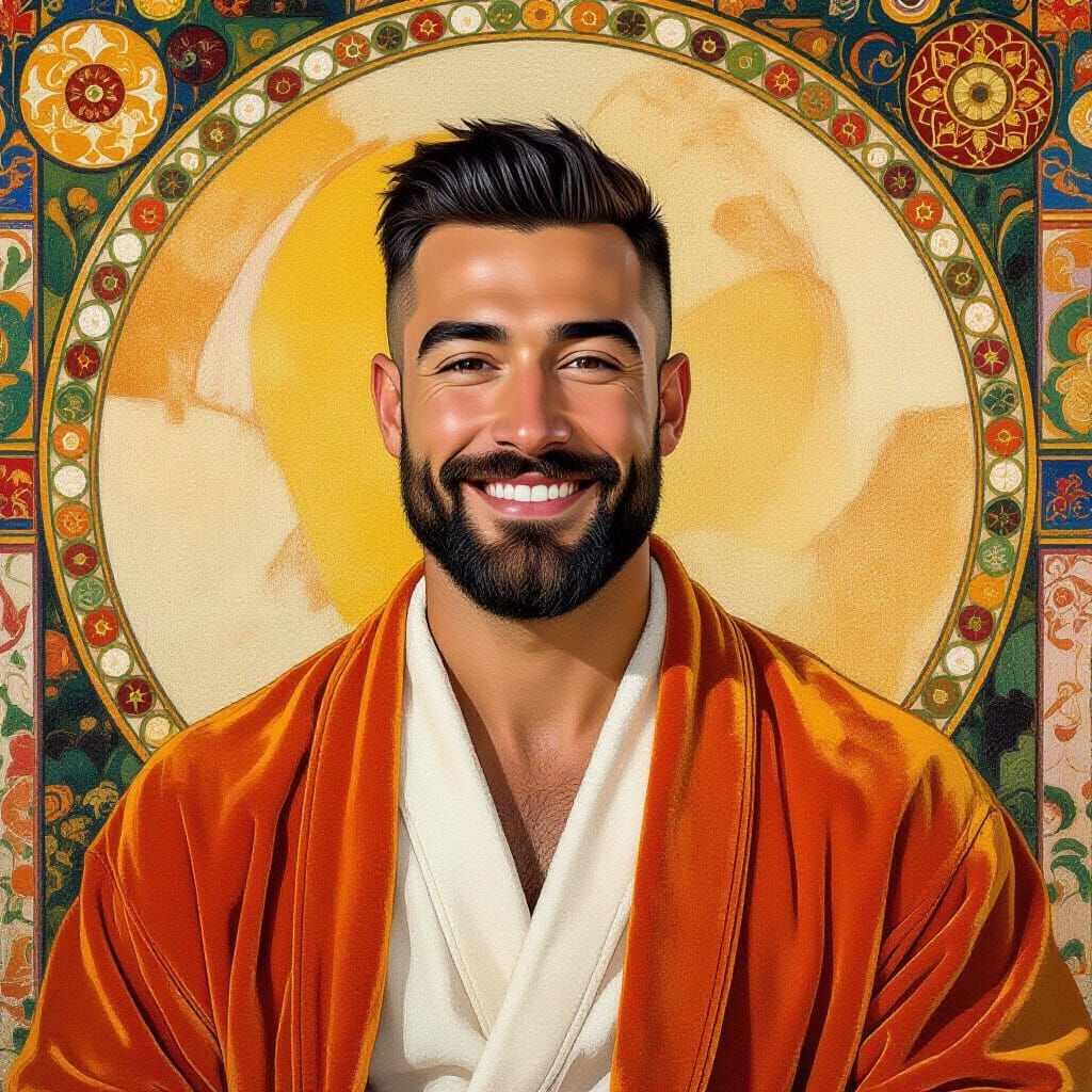 Man in Orange Robe, Impressionist Portrait