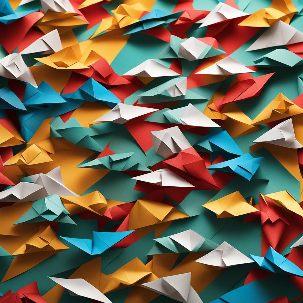 Origami Art in Vibrant Paper Colors