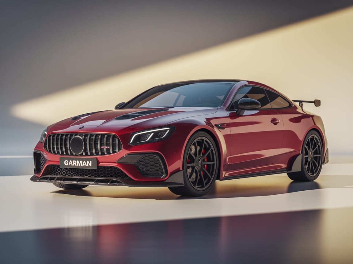 Red German Coupe in Showroom: 3D Render