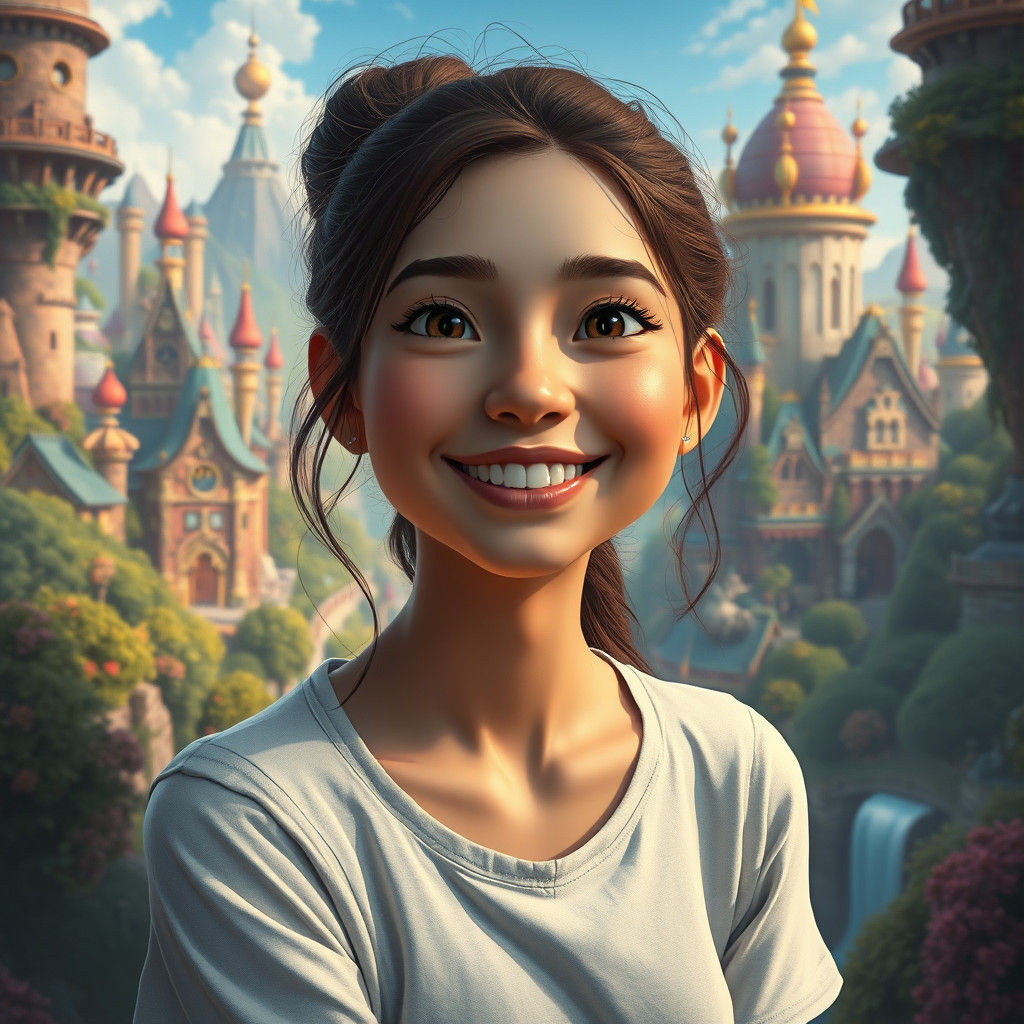 Young Adventurer in a Mystical Cityscape