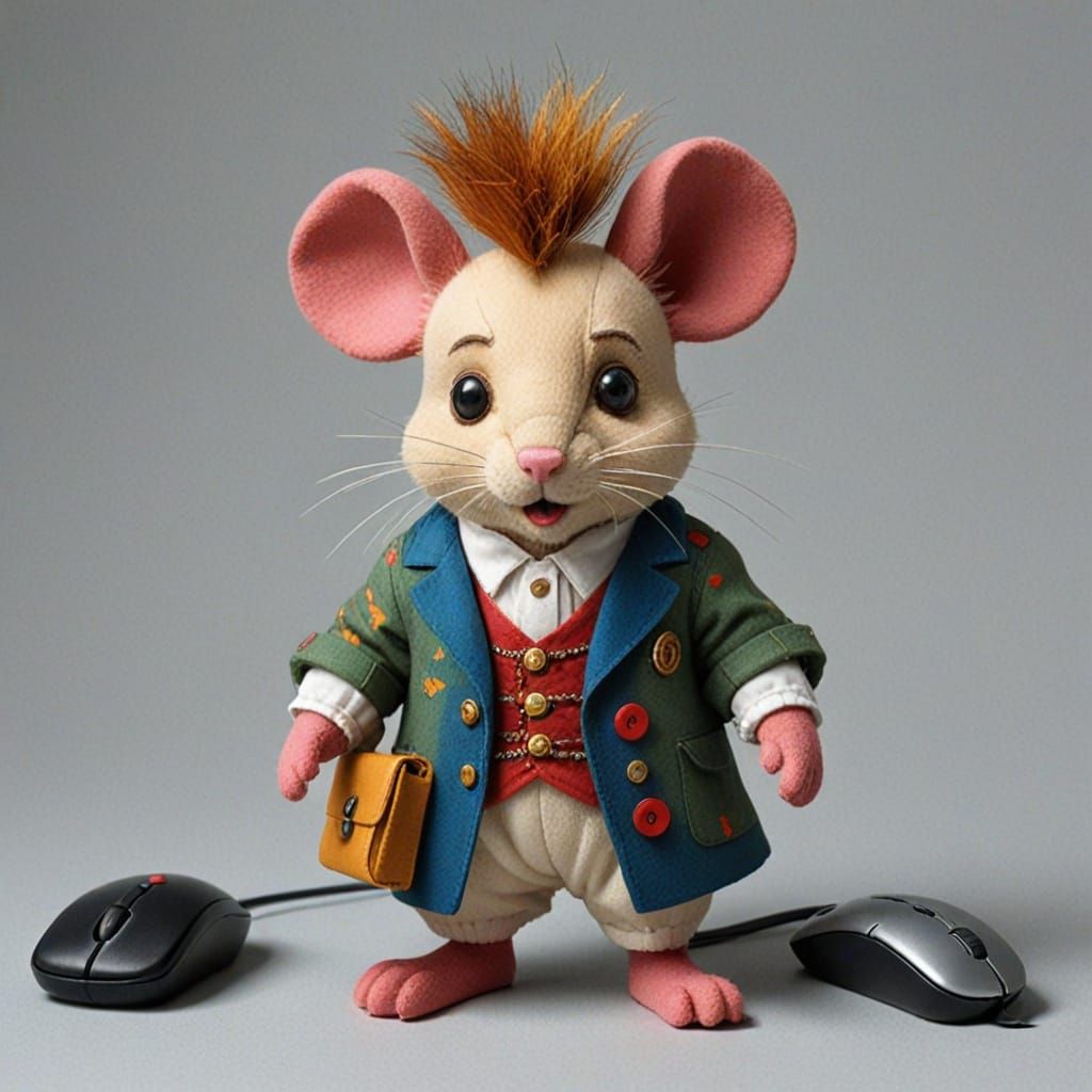 Angry Napoleon Mouse as Evil Stuffed Animal in Kandinsky Sty...