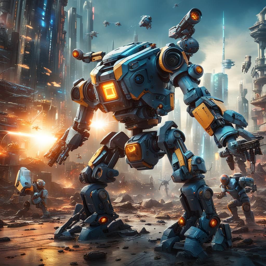 Young Warriors Clash in Futuristic Mech Suits