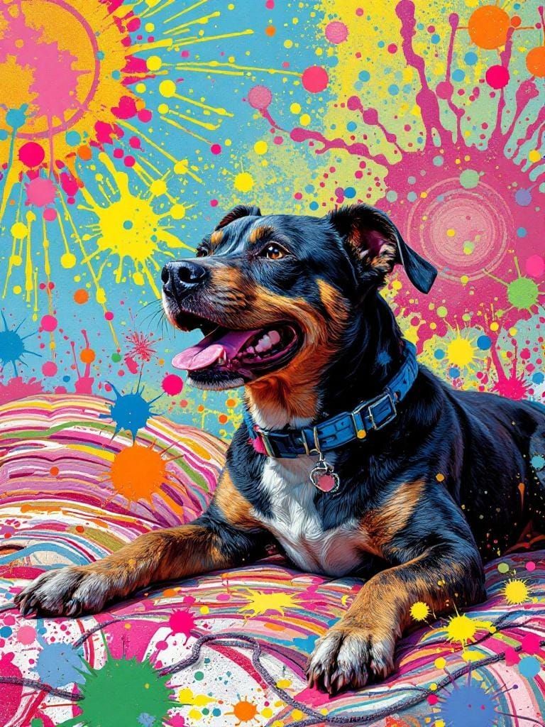 Dog Portrait in Hockney-Wiley Fusion Style