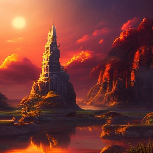 Epic Cinematic Digital Sunset Masterpiece