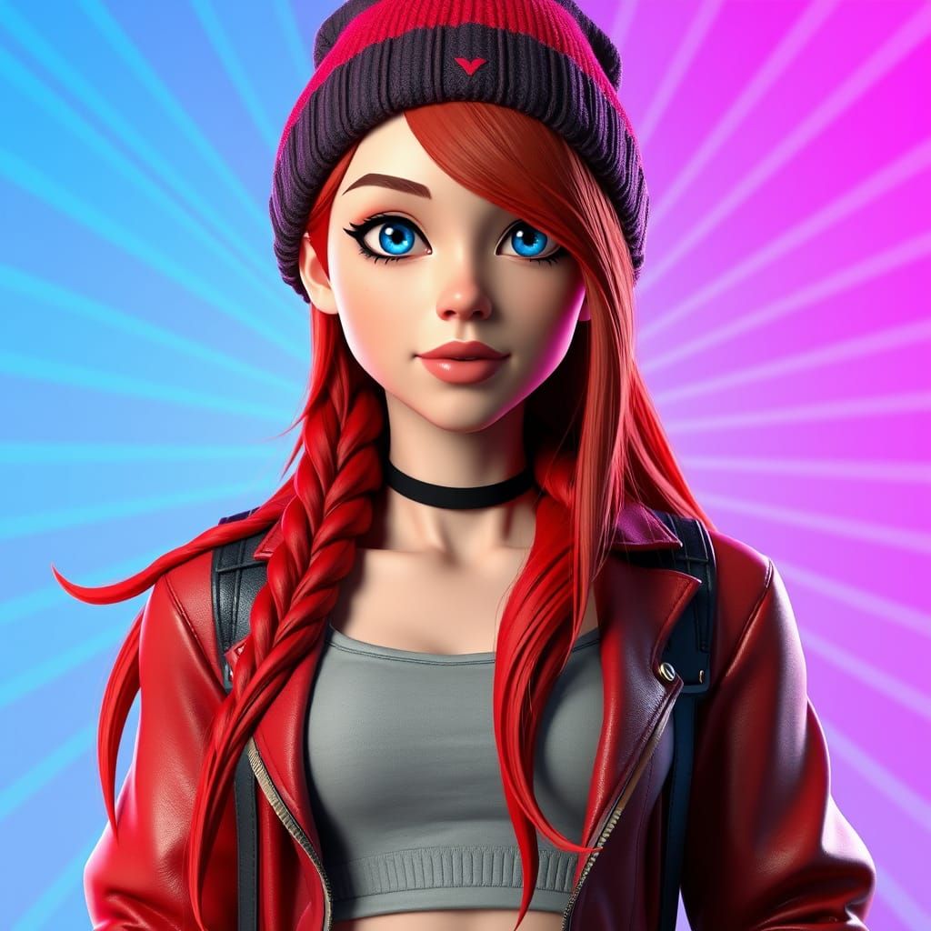 Vibrant Redhead Woman in Edgy Style