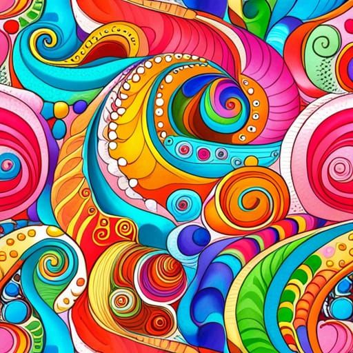 Vibrant Wonderland Swirls in Whimsical Gouache