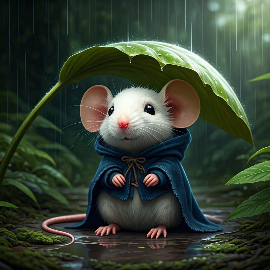 Medieval Mouse Finds Shelter Under a Giant Leaf