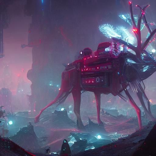 Cyberpunk Reimagining of Rudolph the Red-Nosed Reindeer