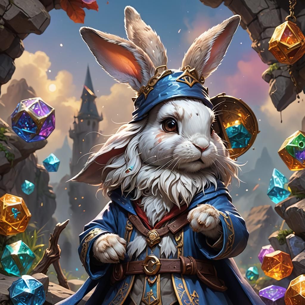 Surreal Fantasy Adventurer Bunny in Realistic Hyperrealism S...