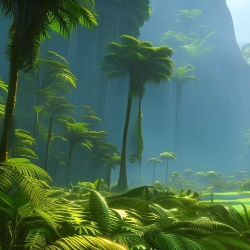 Elephants Marching Through Exotic Tropical Prairie