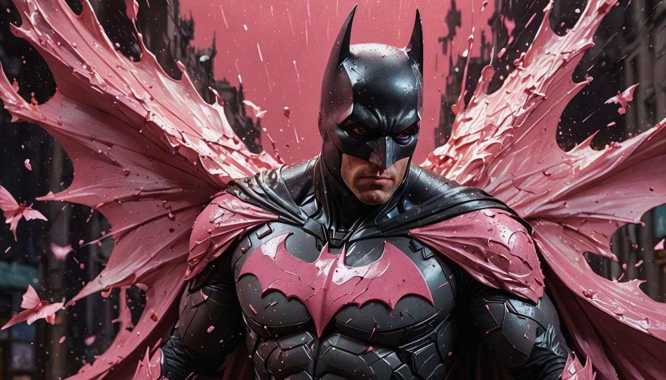 Fairy Batman Emerges in Vibrant Pink Hyperrealism