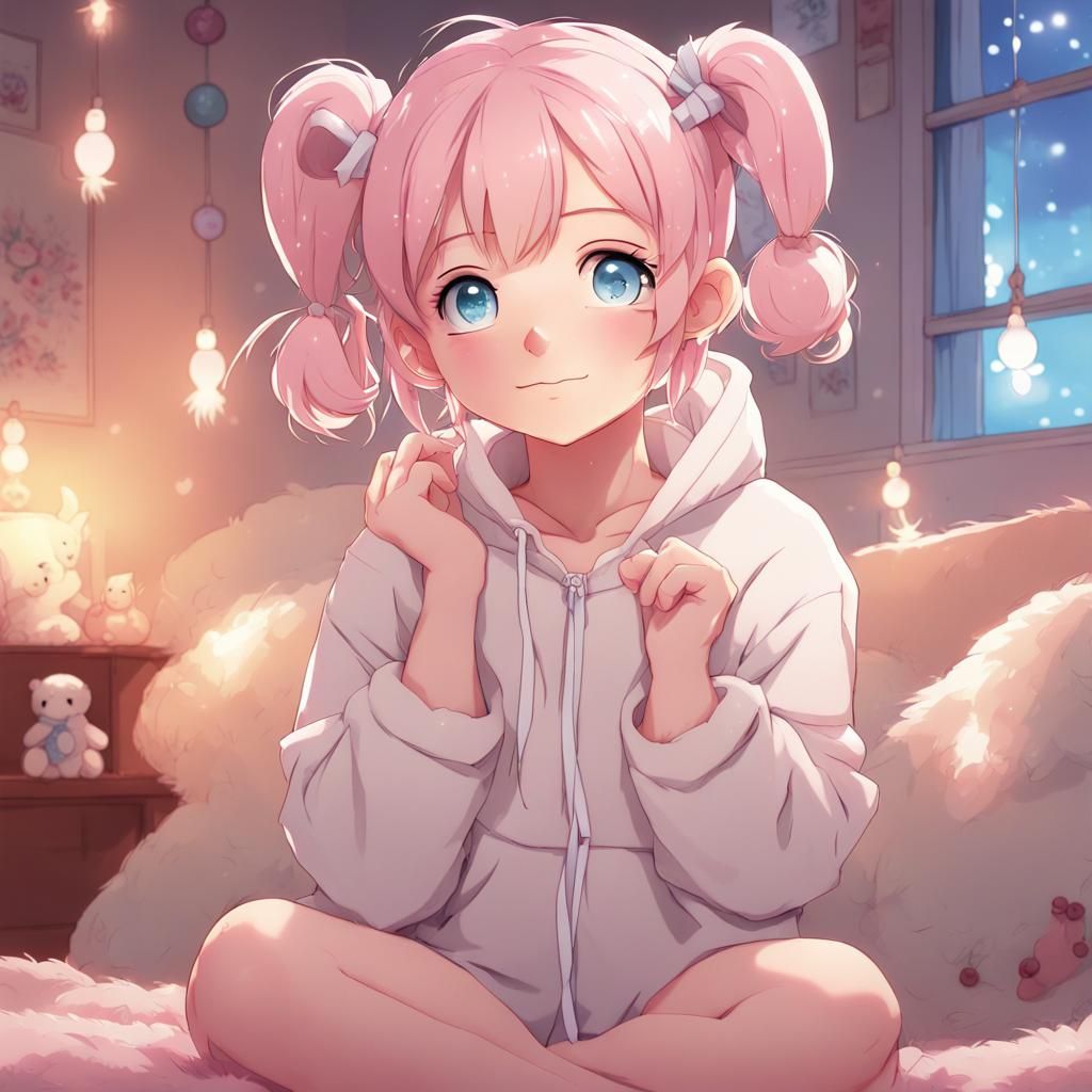 Charming Boy with Teddy Bear in Anime Style