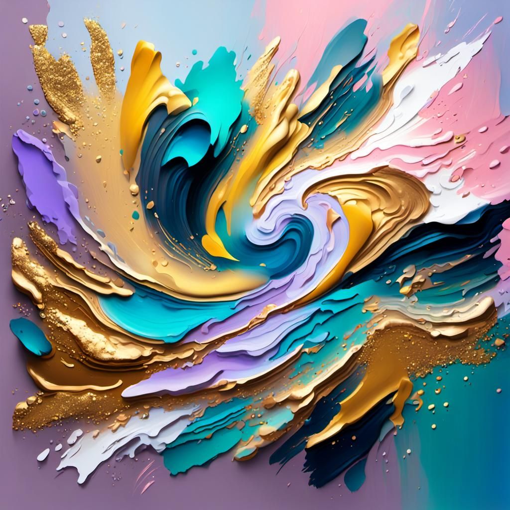 Abstract Masterpiece in Impasto Style with Glittering Detail...