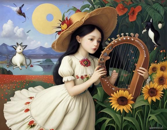 Surreal Summer Utopia in Dali Oil Painting Style