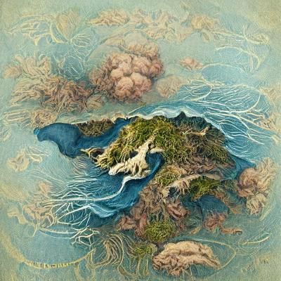 Coastal Island Map in Vintage Style