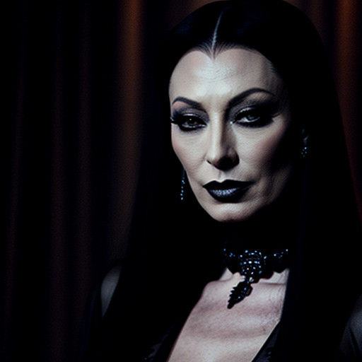 Morticia Addams in Elegant Gothic Gown with Tentacles