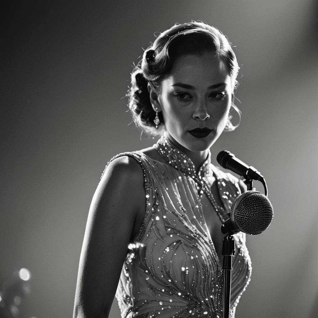 Elegant Jazz Diva in Black and White