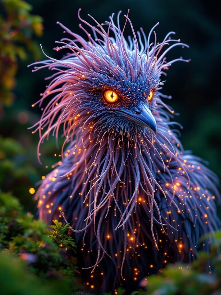 Ethereal Heron in Iridescent Hues