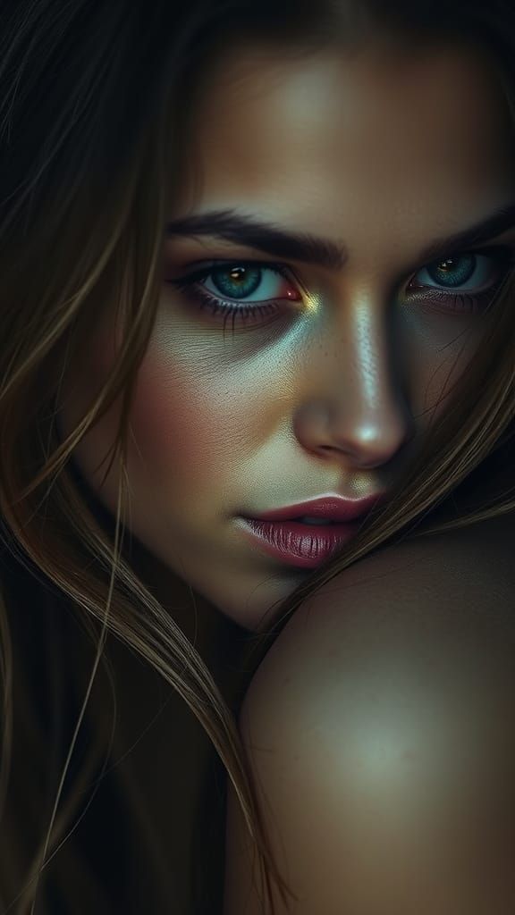 Sensual Woman in Hyperrealistic Portrait