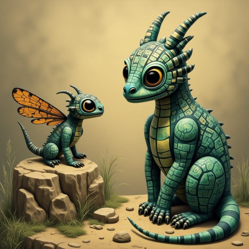 Mystical Dragon Gathering in Whimsical, Dreamlike Style