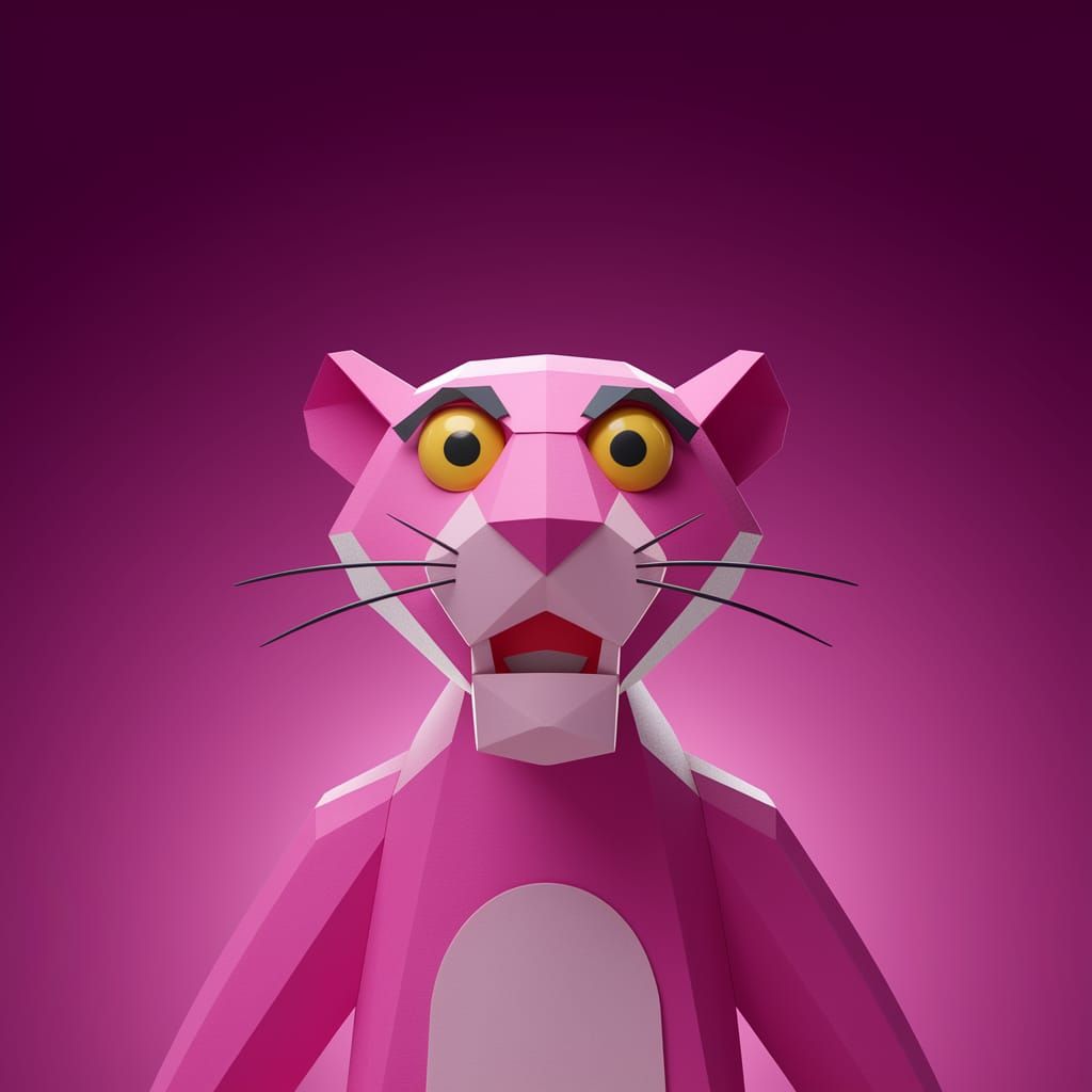 Pink Panther Kirigami in Clean Punk Style