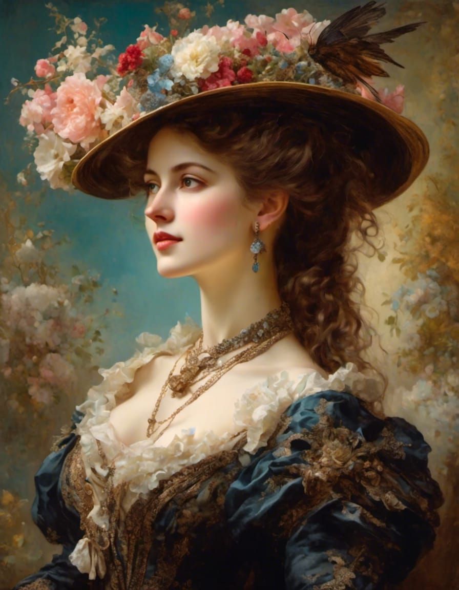 Ethereal Victorian Beauty in Hyperreal Style